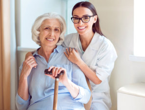 senior woman with caregiver